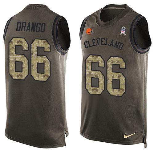 Men's Limited Spencer Drango Nike Jersey Green - #66 Salute to Service Tank Top NFL Cleveland Browns